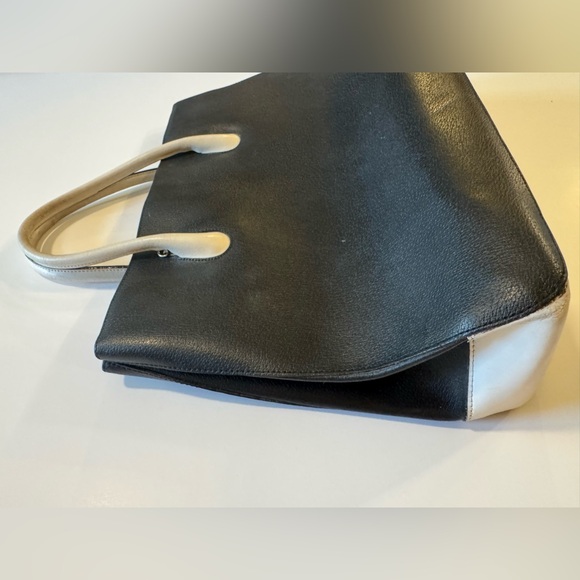 RARE Kesslord Paris France ๐ซ๐ท Leather Stylish Black and White Tote Bag Handbag - Picture 8 of 17